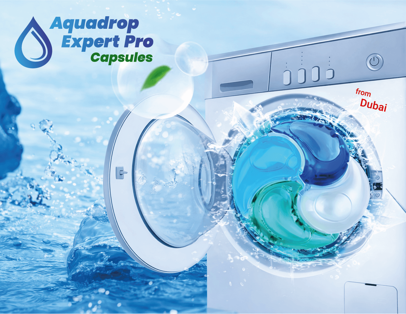 Aquadrop Expert Pro mosókapszula modern mosógép mellett